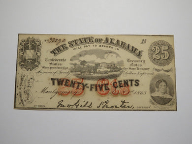 $.25 1863 Montgomery Alabama AL Obsolete Currency Bank Note Bill Uncirculated++