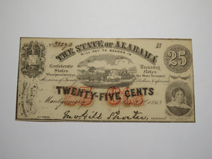 $.25 1863 Montgomery Alabama AL Obsolete Currency Bank Note Bill Uncirculated++