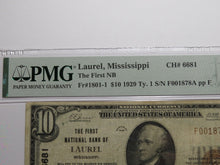 Load image into Gallery viewer, $10 1929 Laurel Mississippi National Currency Bank Note Bill Ch. #6681 VF20 PMG
