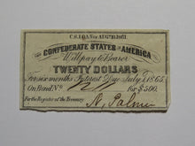 Load image into Gallery viewer, $20 1861 Confederate Bond Coupon Certificate Currency Bank Note Bill UNC