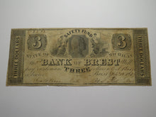 Load image into Gallery viewer, $3 1837 Brest Michigan MI Obsolete Currency Bank Note Bill -Bank of Brest USA