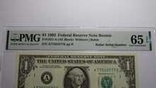 Load image into Gallery viewer, $1 1995 Radar Serial Number Federal Reserve Currency Bank Note Bill PMG UNC65EPQ