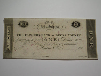 $1 181_ Hulme Ville Pennsylvania Obsolete Currency Bank Note Philadelphia UNC++