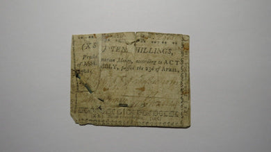 1761 Ten Shillings North Carolina NC Colonial Currency Bank Note Bill! RARE 10s