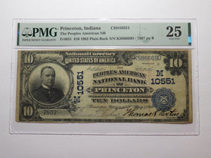 $10 1902 Princeton Indiana IN National Currency Bank Note Bill #10551 VF25 PMG