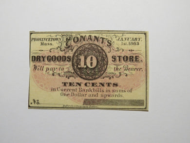 $.10 1863 Provincetown Massachusetts Obsolete Currency Bank Note Bill Conant's