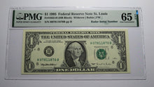 Load image into Gallery viewer, $1 1995 Radar Serial Number Federal Reserve Currency Bank Note Bill PMG UNC65EPQ