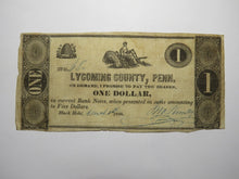 Load image into Gallery viewer, $1 1838 Black Hole Pennsylvania PA Obsolete Currency Bank Note Lycoming County