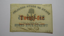Load image into Gallery viewer, $.25 1863 Charleston South Carolina Obsolete Currency Bank Note State of SC VF+