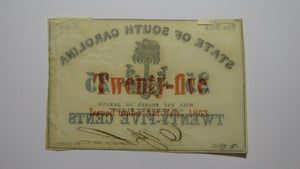 $.25 1863 Charleston South Carolina Obsolete Currency Bank Note State of SC VF+