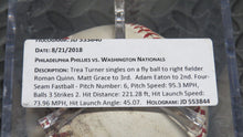 Load image into Gallery viewer, 2018 Trea Turner Washington Nationals Single Game Used Baseball 1B Hit! Phillies