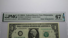 Load image into Gallery viewer, $1 2003 Radar Serial Number Federal Reserve Currency Bank Note Bill PMG UNC67EPQ