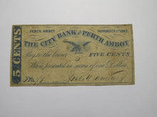 Load image into Gallery viewer, $.05 1862 Perth Amboy New Jersey NJ Obsolete Currency Bank Note Bill City Bank