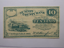 Load image into Gallery viewer, $.10 1862 Cuyahoga Falls Ohio OH Obsolete Currency Bank Note Bill Summit County