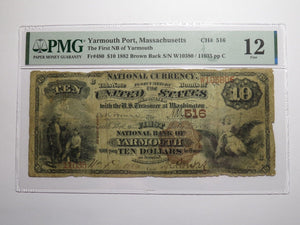 $10 1882 Yarmouth Port Massachusetts National Currency Bank Note Bill Brown Back
