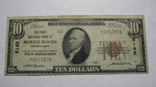 Load image into Gallery viewer, $10 1929 McKees Rocks Pennsylvania PA National Currency Bank Note Bill 5142 Fine