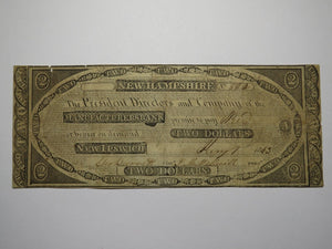 $2 1843 New Ipswich New Hampshire Obsolete Currency Bank Note Bill Manufacturers