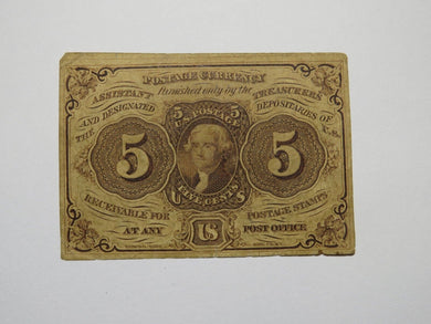 1863 $.05 First Issue Fractional Currency Obsolete Bank Note Bill 1st FINE