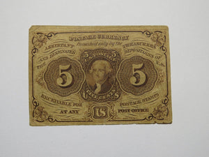 1863 $.05 First Issue Fractional Currency Obsolete Bank Note Bill 1st FINE