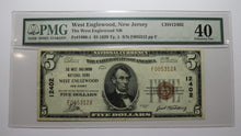 Load image into Gallery viewer, $5 1929 West Englewood New Jersey National Currency Bank Note Bill #12402 XF40