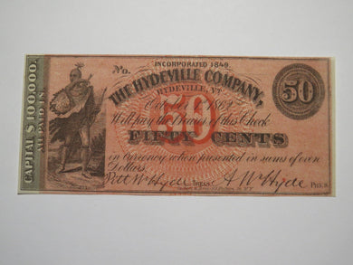 $.50 1862 Hydeville Vermont VT Obsolete Currency Bank Note Bill Remainder UNC++