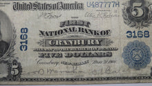 Load image into Gallery viewer, $5 1902 Cranbury New Jersey NJ National Currency Bank Note Bill! Ch. #3168 RARE!