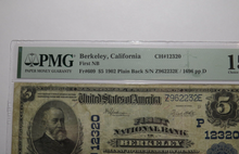 Load image into Gallery viewer, $5 1902 Berkeley California CA National Currency Bank Note Bill #12320 F15 PMG