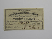 Load image into Gallery viewer, $20 1861 Confederate Bond Coupon Certificate Currency Bank Note Bill UNC