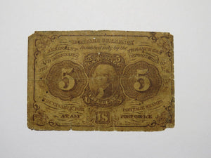 1863 $.05 First Issue Fractional Currency Obsolete Bank Note Bill 1st Issue!