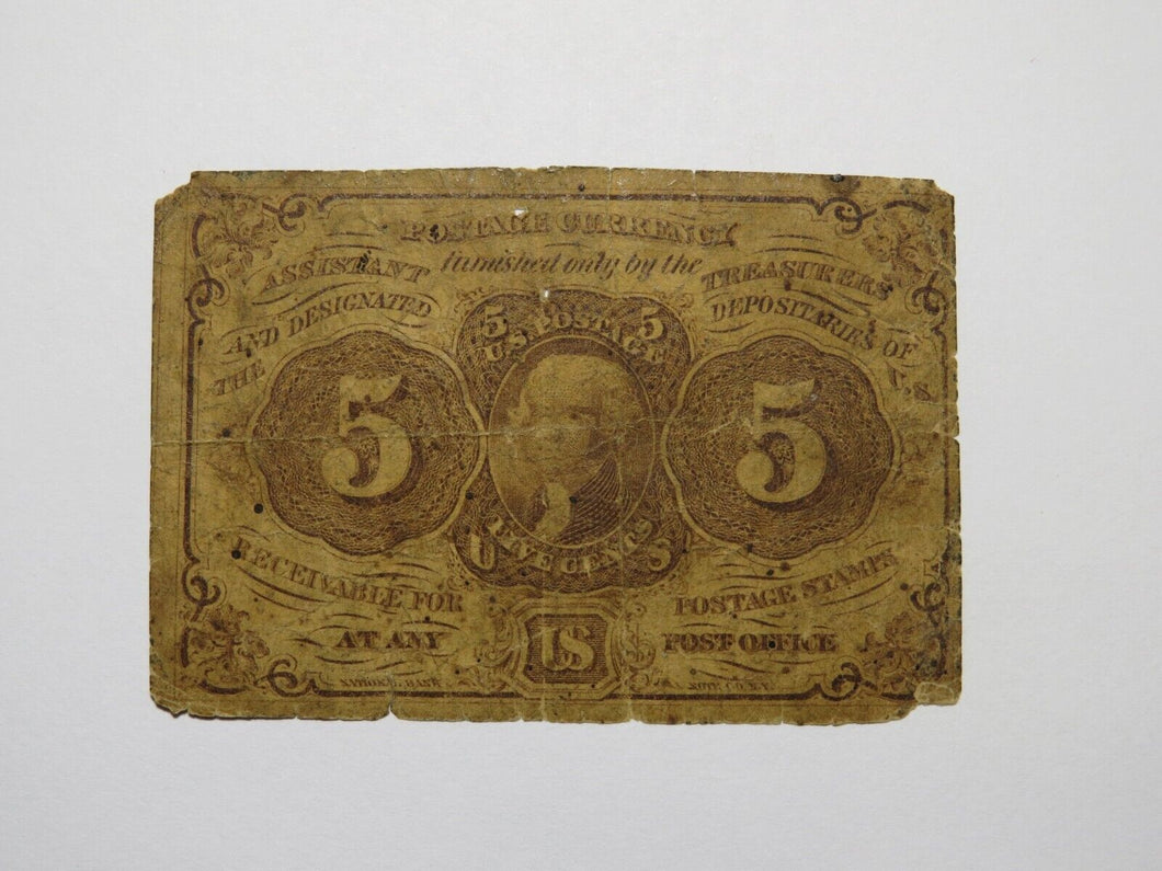 1863 $.05 First Issue Fractional Currency Obsolete Bank Note Bill 1st Issue!