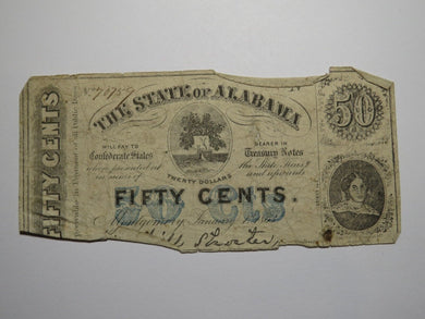 $.50 1863 Montgomery Alabama Obsolete Currency Bank Note Bill State of Alabama
