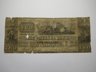 $2 1836 Chelsea Massachusetts MA Obsolete Currency Bank Note Bill Chelsea Bank