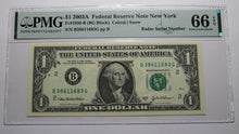 Load image into Gallery viewer, $1 2003 Radar Serial Number Federal Reserve Currency Bank Note Bill PMG UNC66EPQ