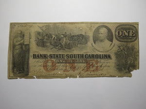 $1 1861 Charleston South Carolina SC Obsolete Currency Bank Note Bill Bank of SC