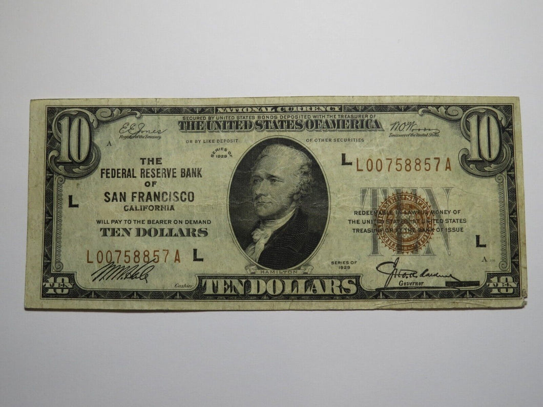 $10 1929 San Francisco Mini Radar National Currency Federal Reserve Bank Note