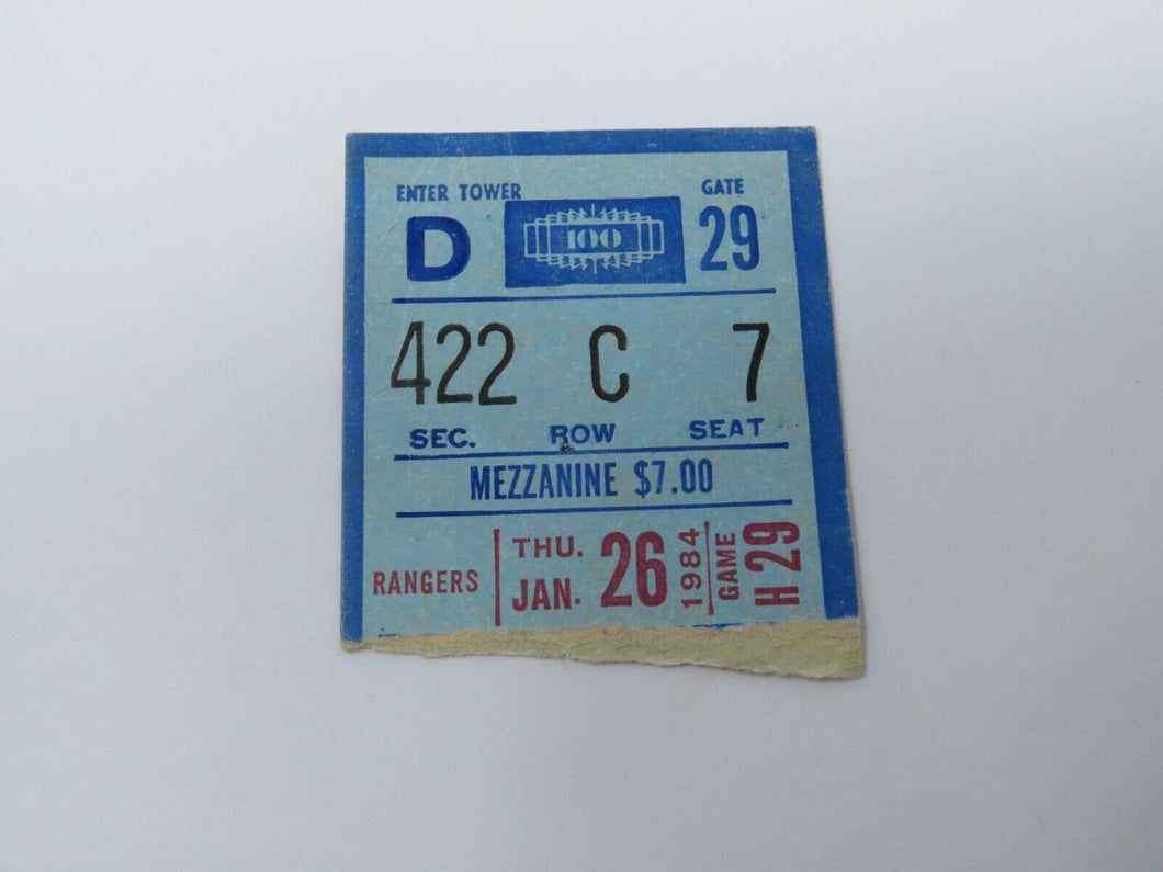 January 26, 1984 New York Rangers Vs. Montreal Canadiens NHL Hockey Ticket Stub