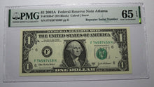 Load image into Gallery viewer, $1 2003 Repeater Serial Number Federal Reserve Currency Bank Note Bill PMG UNC65