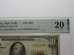 $10 1929 Liberty New York NY National Currency Bank Note Bill Ch #4925 VF20 PMG