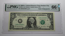 Load image into Gallery viewer, $1 2003 Radar Serial Number Federal Reserve Currency Bank Note Bill PMG UNC66EPQ