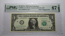 Load image into Gallery viewer, $1 2017 Radar Serial Number Federal Reserve Currency Bank Note Bill PMG UNC67EPQ