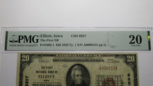 Load image into Gallery viewer, $20 1929 Elliott Iowa IA National Currency Bank Note Bill Charter #6857 VF20 PMG