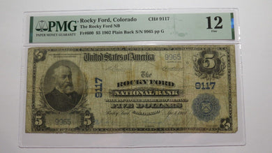 $5 1902 Rocky Ford Colorado CO National Currency Bank Note Bill Ch #9117 F12 PMG