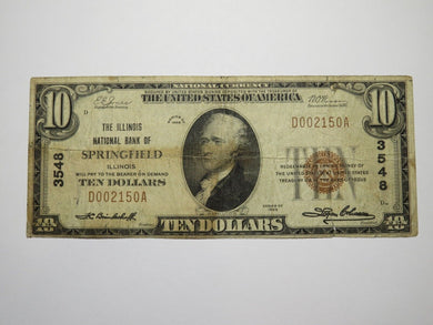 $10 1929 Springfield Illinois IL National Currency Bank Note Bill Ch. #9174 GOOD