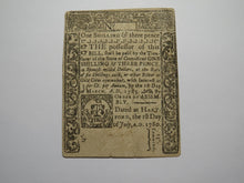 Load image into Gallery viewer, 1780 1s3d Hartford Connecticut Colonial Currency Note Bill One Shilling 3 Pence