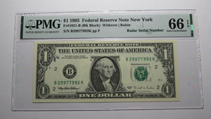 $1 1995 Radar Serial Number Federal Reserve Currency Bank Note Bill PMG UNC66EPQ