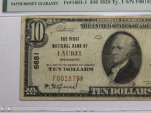Load image into Gallery viewer, $10 1929 Laurel Mississippi National Currency Bank Note Bill Ch. #6681 VF20 PMG
