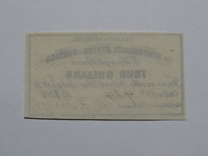 $4 1861 Confederate Bond Coupon Certificate Currency Bank Note Bill UNC