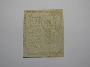 1777 Three Pence Hartford Connecticut CT White Paper Colonial Currency Note Bill