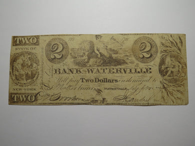 $2 1862 Waterville New York NY Obsolete Currency Bank Note Bill Bank of Water