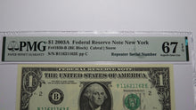 Load image into Gallery viewer, $1 2003 Repeater Serial Number Federal Reserve Currency Bank Note Bill PMG UNC67